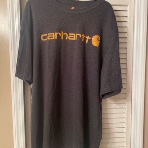 Carhartt Gray Short Sleeve Tee with Crew Neck and Logo